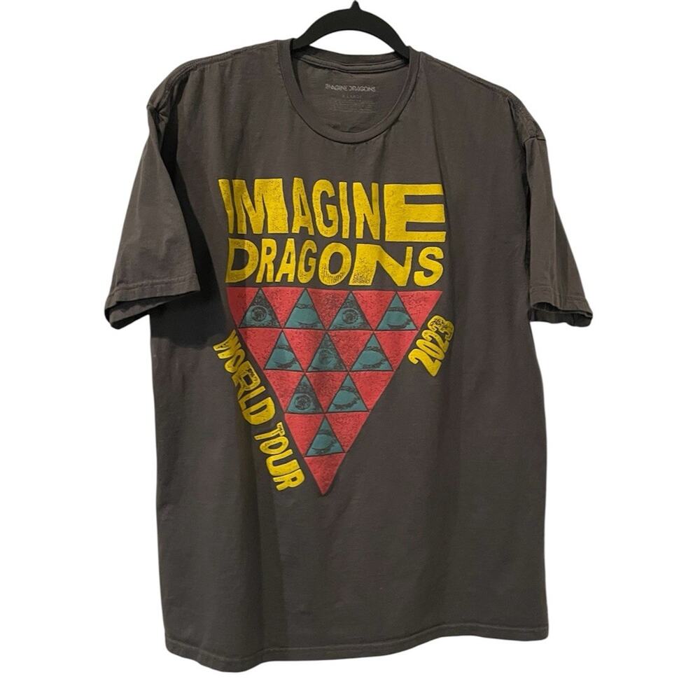 Imagine Dragons 2023 Dk. Gray World Tour Screen Print T-Shirt Size XL Eyeball